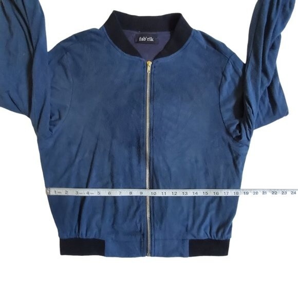 Fab'rik blue & black zip up long sleeve jacket sz S - Picture 9 of 12